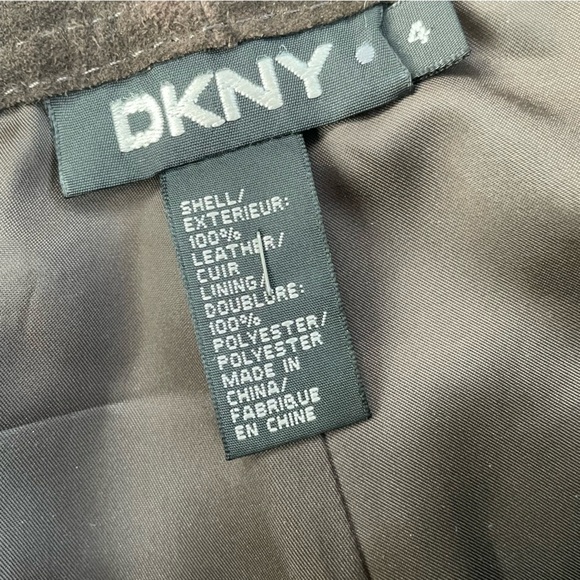 DKNY Women's Brown 100% LEATHER Pants Size 4 - Picture 7 of 10